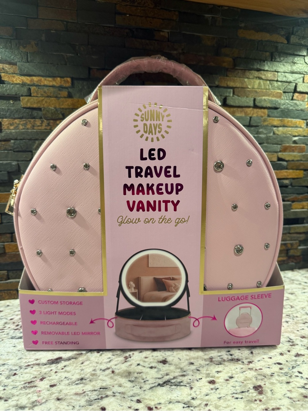 Pink LED Travel Makeup Vanity Bag